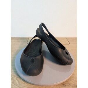 Crocs Olivia II Slingback Flat Shoes Black Iconic Casual Comfort Women's Sz.7